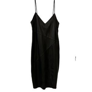 Zara Woman Studio Leather Spaghetti Strap Midi Dress Black Size XS/S